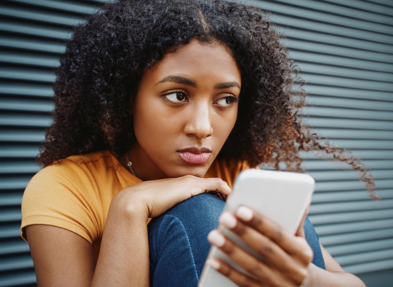 Female student with phone